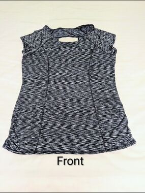 Calvin Klein Performance Black & White Space-Dye Cutout Back Short Sleeve Tee